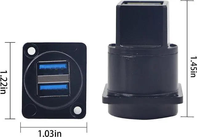 Alt view image 7 of 7 - QIANRENON USB 3.0 Socket Dual USB Panel Mount Solderless Connector, USB 3.0 Female to Female Coupler Socket USB Panel Mount Pass Through Adapte for Audio, Video and Optoelectronic Networker
