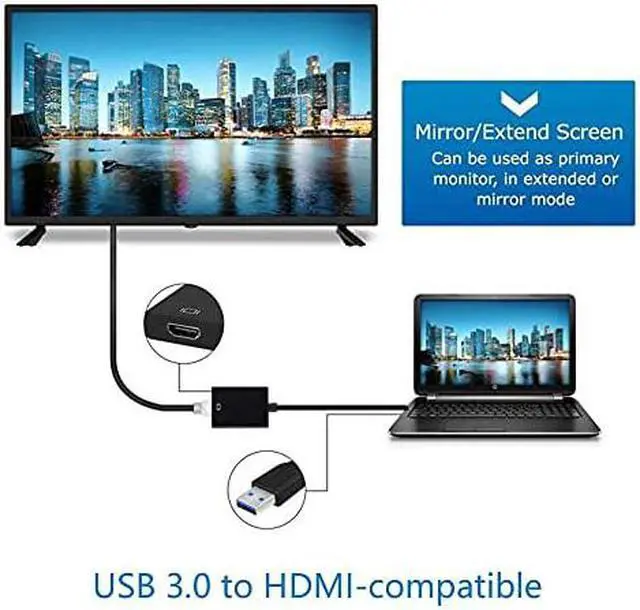 Alt view image 6 of 7 - Premium 1080P USB 3.0 to HDMI-Compatible Video Adapter Converter for Pc Tv USB 3.0 to HDMI-Compatible Adapter