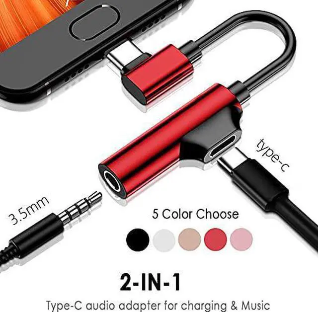 Alt view image 3 of 4 - Hubs USB Type C to 3.5mm Jack TypeC Audio Splitter Headphone Cable Earphone Aux 3.5 Adapter Charger Support Charging Song Call USB Hubs (Color : Rose Gold)