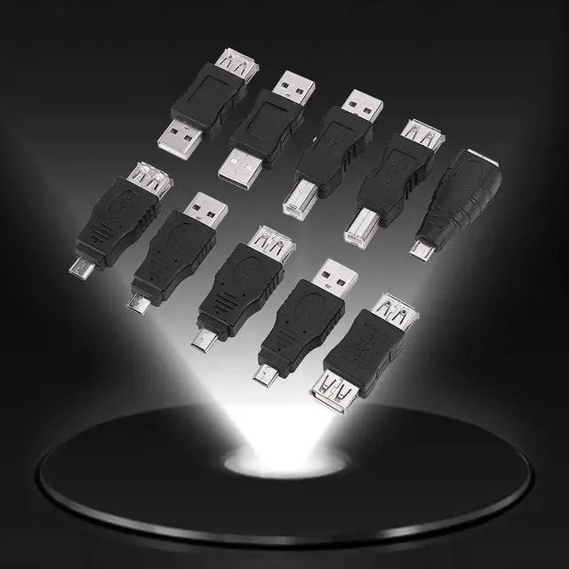 Alt view image 5 of 7 - Zopsc USB 2.0 Adapters, 40-Piece Multi Angle Connector Kit with Micro Mini Type B Converters Plug and Play for Laptops Computers Printers Black