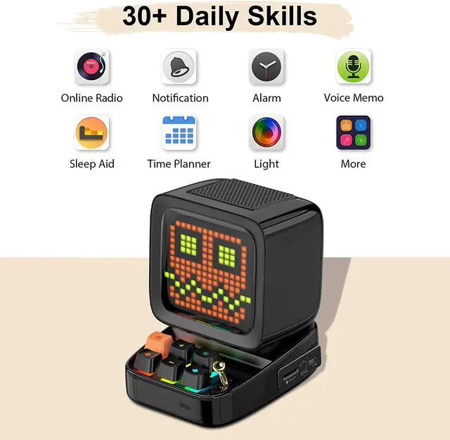 Alt view image 6 of 6 - Divoom Ditoo Retro Pixel Art Game Bluetooth Speaker with 16X16 LED App Controlled Front Screen (Black)