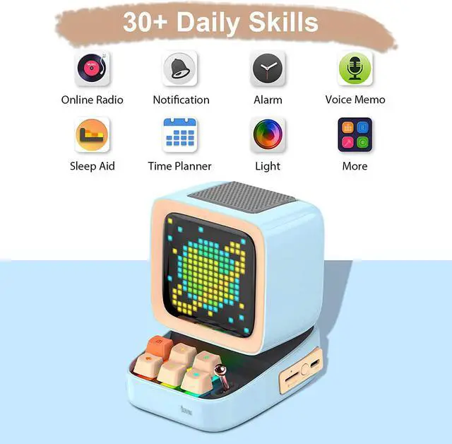 Alt view image 6 of 6 - Divoom Ditoo Retro Pixel Art Game Bluetooth Speaker with 16X16 LED App Controlled Front Screen (Blue) \u2026