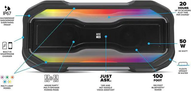 Alt view image 14 of 20 - RockBox XL Portable Bluetooth Speaker - Steel Gray