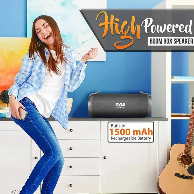 Alt view image 7 of 7 - Pyle Wireless Portable Bluetooth Boombox Speaker - 500W 2.0CH Rechargeable Boom Box Speaker Portable Barrel Loud Stereo System with AUX Input/USB/SD/Fm Radio, 3" Subwoofer, Voice Control - PBMWP185