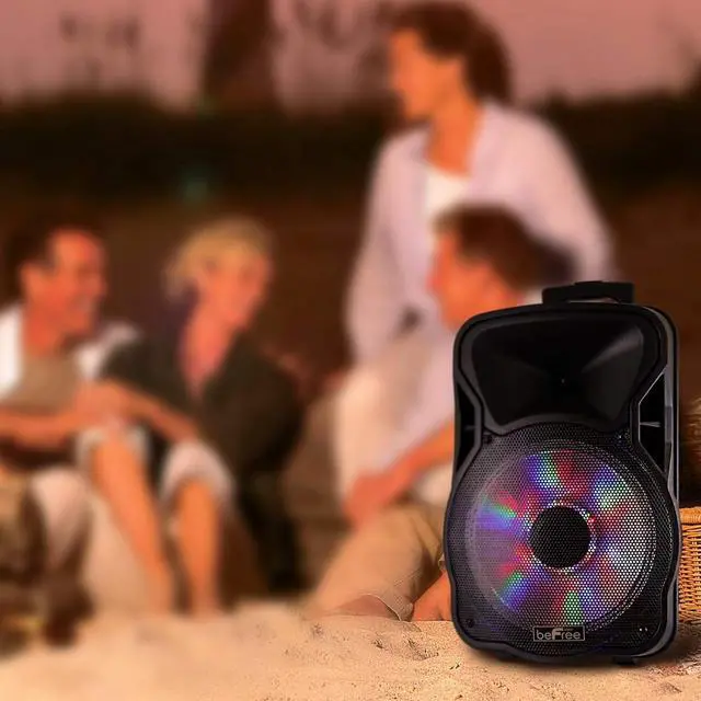 Alt view image 7 of 7 - beFree Sound 12 Inch 2500 Watt Bluetooth Rechargeable Portable Party PA Speaker with Illuminating Lights,Black,BFS-12 Portable Speaker