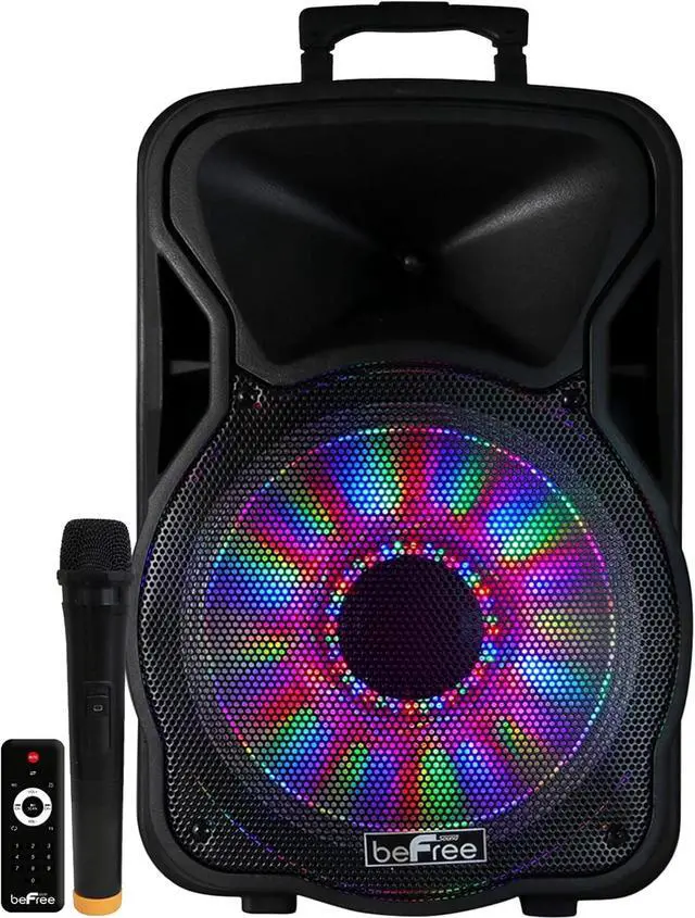 Alt view image 3 of 7 - beFree Sound 12 Inch 2500 Watt Bluetooth Rechargeable Portable Party PA Speaker with Illuminating Lights,Black,BFS-12 Portable Speaker