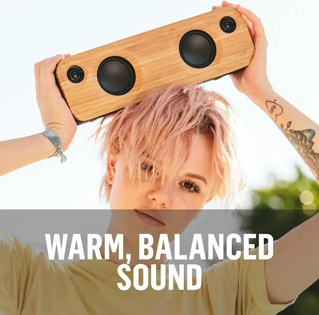 Alt view image 5 of 7 - House of Marley Get Together Mini: Portable Speaker with Wireless Bluetooth Connectivity, 10 Hours of Indoor/Outdoor Playtime, and Sustainable Materials, Signature Black
