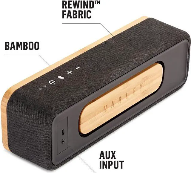 Alt view image 4 of 7 - House of Marley Get Together Mini: Portable Speaker with Wireless Bluetooth Connectivity, 10 Hours of Indoor/Outdoor Playtime, and Sustainable Materials, Signature Black