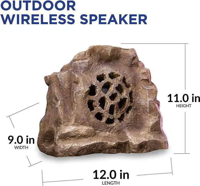 Alt view image 3 of 7 - Alpine Corporation Weather-resistant Bluetooth Solar-Powered Outdoor Wireless Rock Speaker, Brown