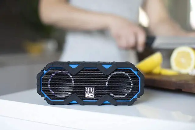Alt view image 7 of 7 - Altec Lansing LifeJacket Mini - Waterproof Bluetooth Speaker with Lights, Portable Wireless Speaker for Pool, Beach, Hiking, Sports, Camping, 16 Hour Playtime, Floats in Water