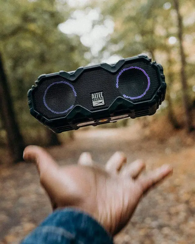 Alt view image 6 of 7 - Altec Lansing LifeJacket Mini - Waterproof Bluetooth Speaker with Lights, Portable Wireless Speaker for Pool, Beach, Hiking, Sports, Camping, 16 Hour Playtime, Floats in Water