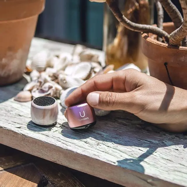 Alt view image 6 of 6 - Fashionit U Micro Bluetooth Speaker | Coin-Sized Speakers Bluetooth Wireless with Built-in Mic & Remote Shutter | Portable Rich Sound for Travel, Shower, Beach | Pink