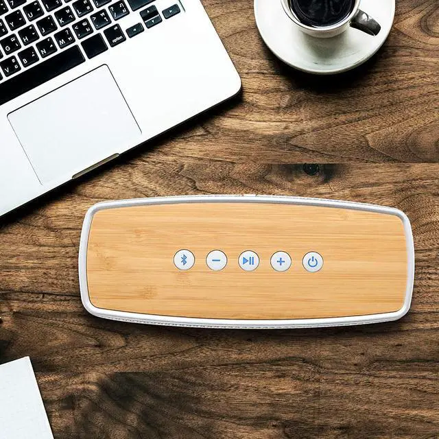 Alt view image 7 of 7 - comiso Bluetooth Speakers, Portable Speaker 5.0 with 20W Stereo Sound, Wireless Stereo Pairing, Wood Bluetooth Audio with Subwoofer, 24H Playtime, Hands-Free, Great for Office, Home, Outdoor