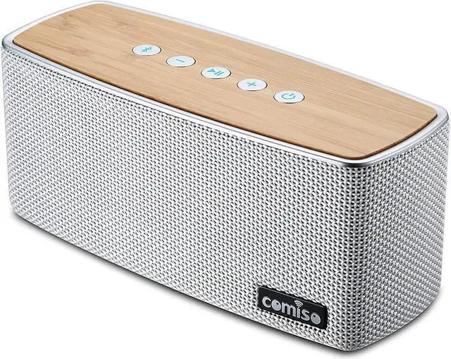 Main image of comiso Bluetooth Speakers, Portable Speaker 5.0 with 20W Stereo Sound, Wireless Stereo Pairing, Wood Bluetooth Audio with Subwoofer, 24H Playtime, Hands-Free, Great for Office, Home, Outdoor