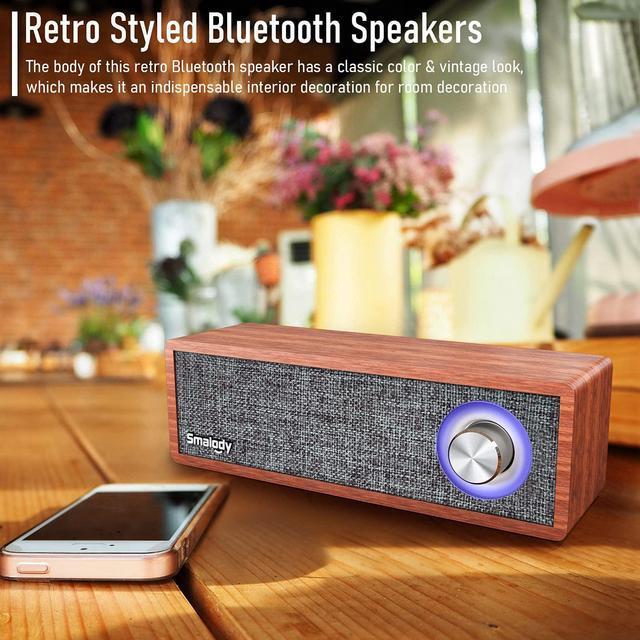 Alt view image 2 of 7 - Smalody Wood Retro Bluetooth Speaker, Portable Mini Wireless Bluetooth Speakers, Vintage Wooden Speaker for Room Decoration, Perfect for Cafes, Restaurants, Vintage Coth Stores, Bedroom etc