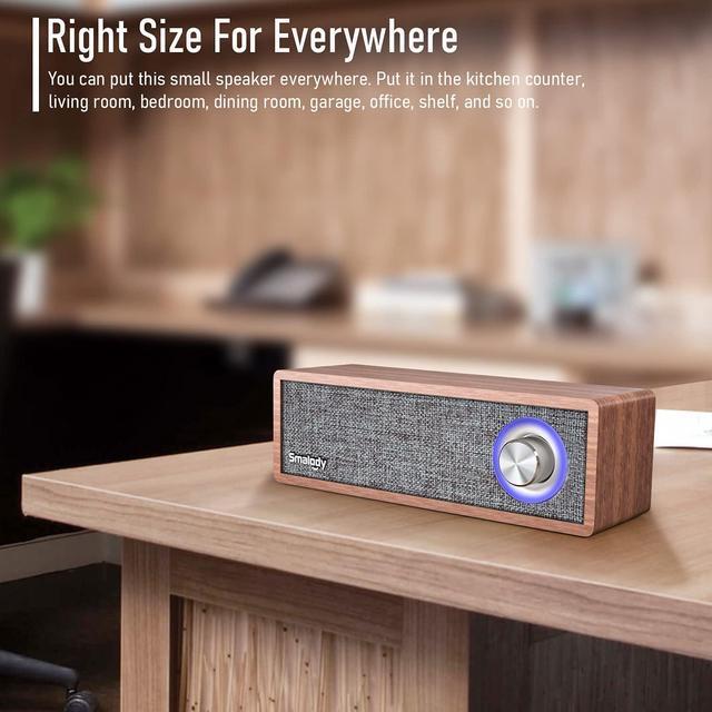 Alt view image 4 of 7 - Smalody Wood Retro Bluetooth Speaker, Portable Mini Wireless Bluetooth Speakers, Vintage Wooden Speaker for Room Decoration, Perfect for Cafes, Restaurants, Vintage Coth Stores, Bedroom etc