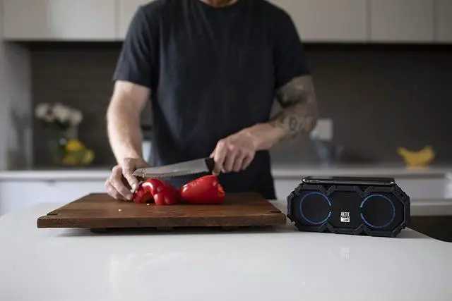 Alt view image 3 of 7 - Altec Lansing LifeJacket Jolt - Waterproof Bluetooth Speaker, Durable & Portable Speaker with Qi Wireless Charging and Voice Assistant, Black w/Lights