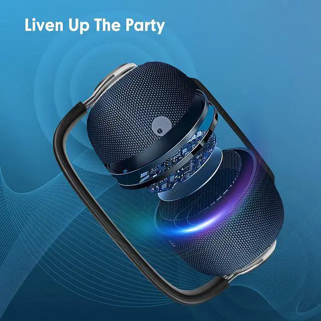 Alt view image 2 of 7 - comiso Bluetooth Speaker Portable Waterproof Wireless Boombox LED Light Deep Bass Superior Audio Stereo Pair 40H Playback