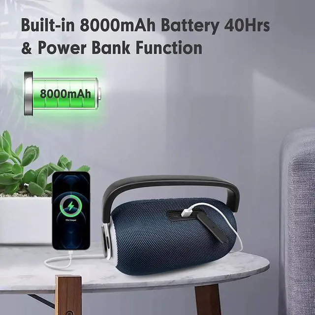 Alt view image 6 of 7 - comiso Bluetooth Speaker Portable Waterproof Wireless Boombox LED Light Deep Bass Superior Audio Stereo Pair 40H Playback