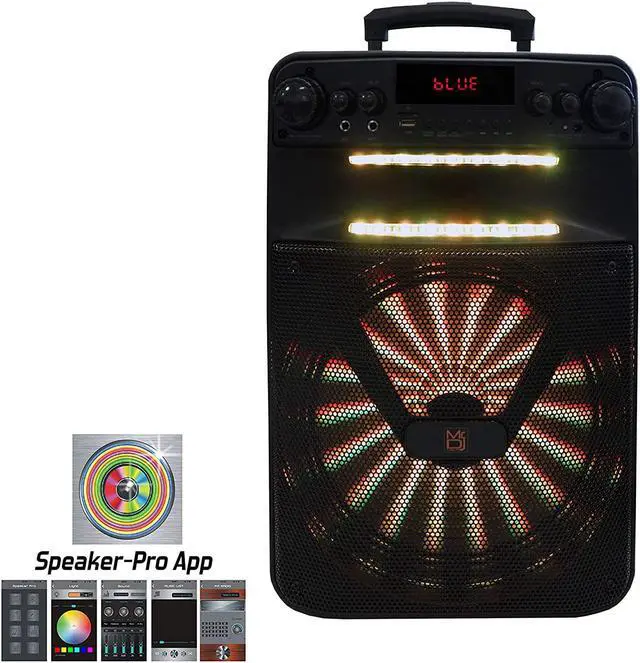 Alt view image 3 of 4 - Mr. Dj ACE 15" Portable Speaker Buitl-In App Mobile, Bluetooth, FM Radio, USB/Micro SD Card, Rechargeable Battery & LED Party Light, 3500W P.M.P.O