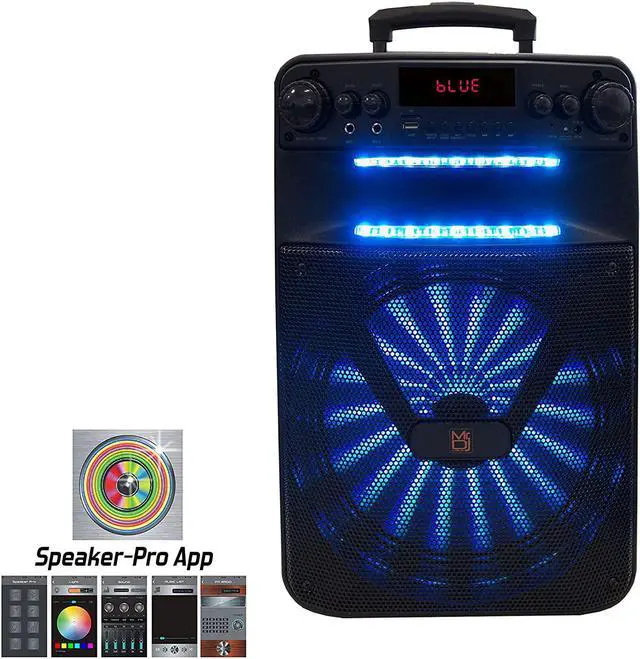 Alt view image 4 of 4 - Mr. Dj ACE 15" Portable Speaker Buitl-In App Mobile, Bluetooth, FM Radio, USB/Micro SD Card, Rechargeable Battery & LED Party Light, 3500W P.M.P.O