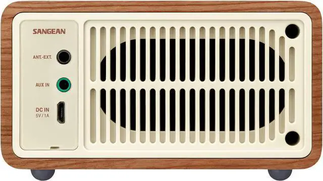 Alt view image 3 of 7 - Sangean WR-7WL Wood Cabinet Mini Bluetooth Speaker with FM Tuner and Aux-in Walnut/Wood