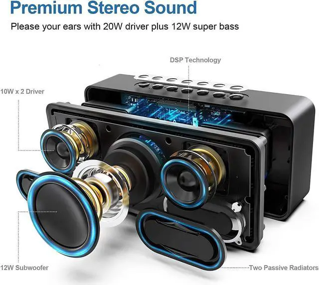 Alt view image 6 of 7 - DOSS SoundBox XL 32W Bluetooth Speaker Bundle Soundbox Touch Portable Bluetooth Wireless Speaker - Black