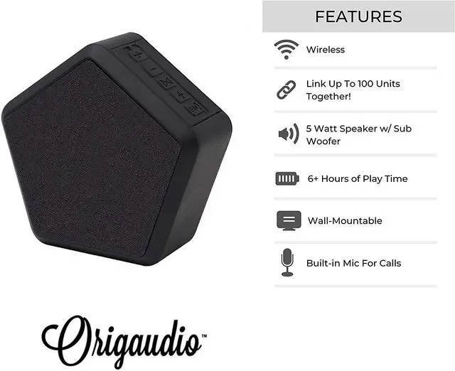 Alt view image 4 of 4 - Origaudio Hive Portable Surround Sound Bluetooth Speaker - Pair up to 100 Speakers Together for Surround Sound - 5-Watt Loud Speaker with Built-in Subwoofer - 32-Foot Wireless Range
