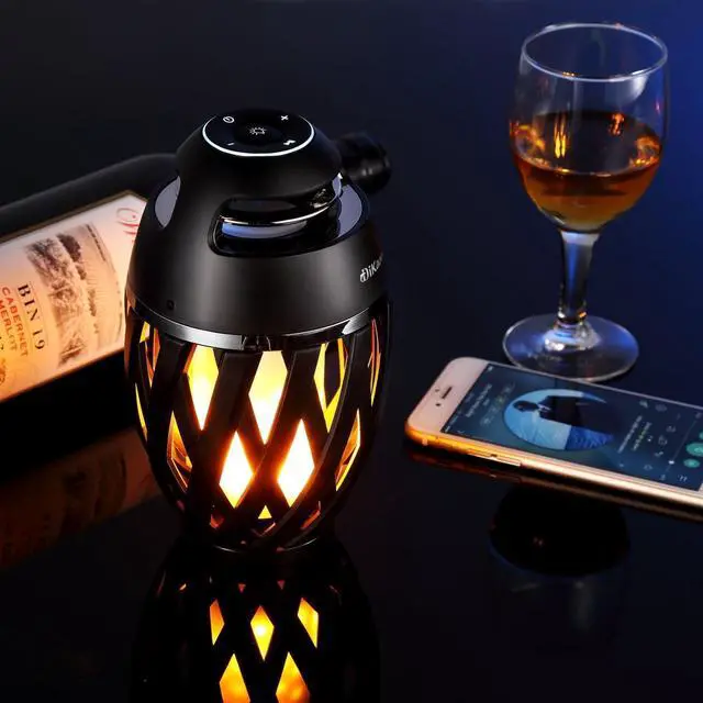 Alt view image 2 of 7 - Led Flame Speaker, Torch Atmosphere Bluetooth Speakers&Outdoor Portable Stereo Speaker with HD Audio and Enhanced Bass,LED flickers Warm Yellow Lights BT4.2 for iPhone/iPad/Android