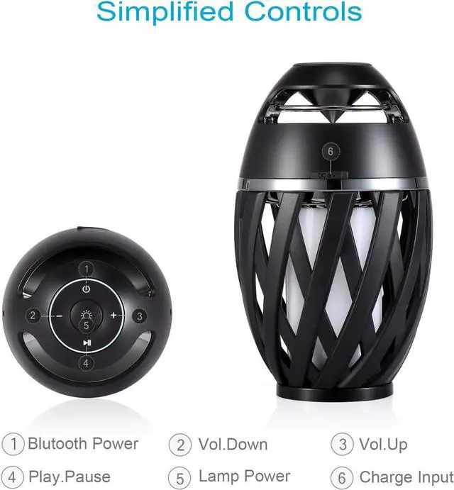 Alt view image 4 of 7 - Led Flame Speaker, Torch Atmosphere Bluetooth Speakers&Outdoor Portable Stereo Speaker with HD Audio and Enhanced Bass,LED flickers Warm Yellow Lights BT4.2 for iPhone/iPad/Android