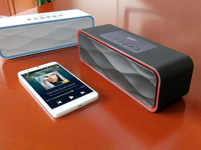 Alt view image 4 of 5 - Portable Bluetooth Stereo Speaker, with 10W Acoustic Drivers,FM Radio & Handsfree Speakerphone, Slots for Micro SD Card & USB & AUX, for Smart Phone, MP3, iPad, Tablet & More