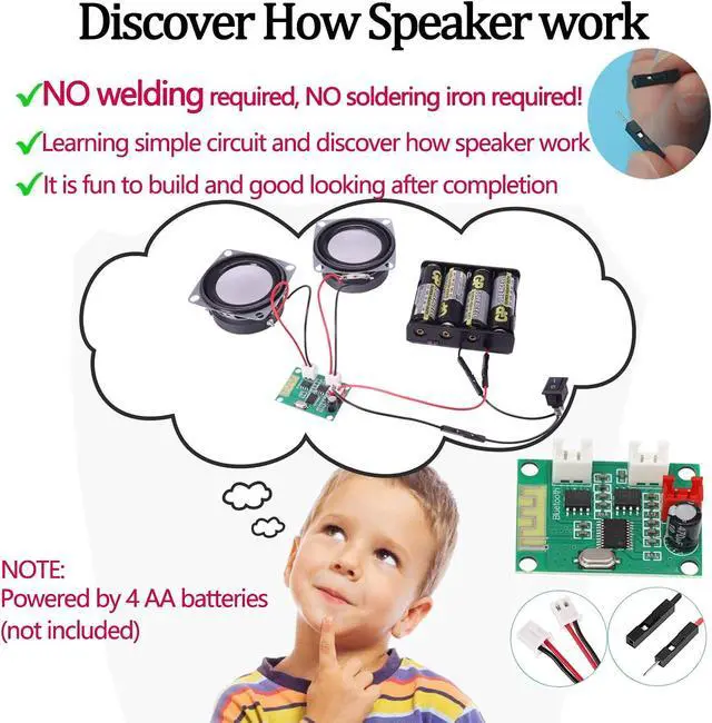 Alt view image 2 of 6 - CYOEST DIY Bluetooth Speaker Box Kit Electronic Sound Amplifier - Build Your Own Portable Wood Case Bluetooth Speaker Sound - Science Experiment and STEM Learning for Kids, Teens and Adults