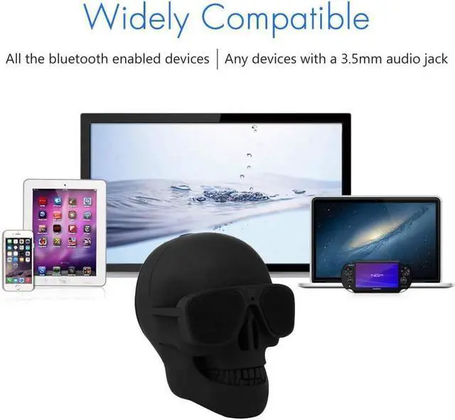 Alt view image 5 of 6 - Skull Bluetooth Speakers, Portable Wireless Speaker Built-in Mic, Cool Creative Design Bass Stereo Speaker for Halloween, Party, Travel, Outdoor, Home Decor, Support TF/U Disk/AUX