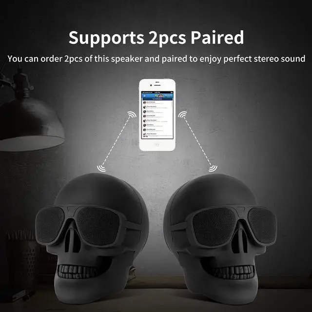 Alt view image 4 of 7 - Skull Speaker Wireless Portable Bluetooth Speakers 8W Output Bass Stereo for Desktop PC/Laptop/Mobile Phone/MP3/MP4 Player