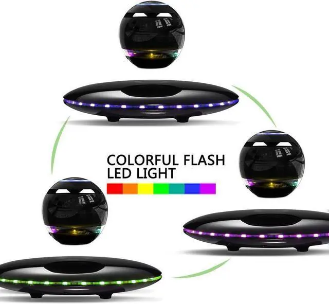 Alt view image 3 of 6 - Magnetic Levitating Speaker Bluetooth 4.0 LED Flash Wireless Floating Speakers with Microphone and Touch Buttons (Black)