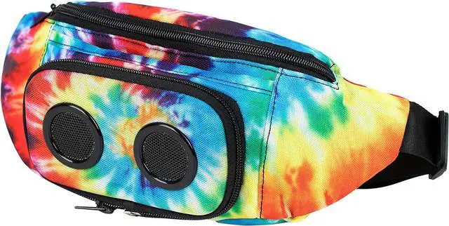 Main image of Fannypack with Speakers. Bluetooth Fanny Pack for Parties/Festivals/Raves/Beach/Boats. Rechargeable, Works with iPhone & Android. (Tie Dye)