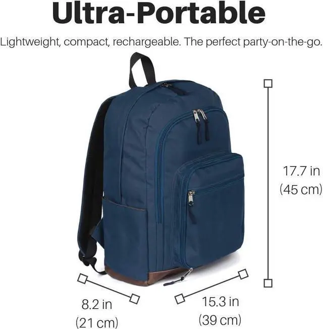 Alt view image 3 of 7 - Bluetooth Speaker Backpack With 20-Watt Speakers & Subwoofer for Parties/Festivals/Beach. Works with iPhone & Android (Blue)