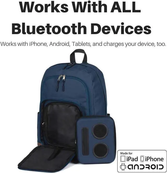 Alt view image 5 of 7 - Bluetooth Speaker Backpack With 20-Watt Speakers & Subwoofer for Parties/Festivals/Beach. Works with iPhone & Android (Blue)