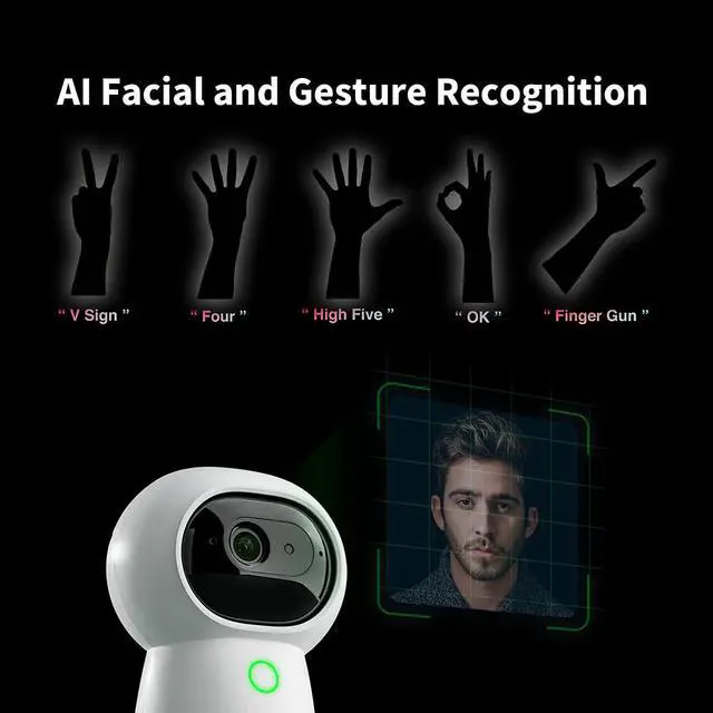 Alt view image 2 of 6 - Aqara 2K Security Indoor Camera Hub G3, AI Facial and Gesture Recognition, Infrared Remote Control, 360° Viewing Angle via Pan and Tilt, Works with Alexa, HomeKit Secure Video, Google Assistant, IFTTT