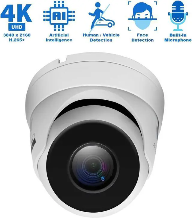 Alt view image 2 of 7 - Gadpiparty GW Security 8 Channel Smart AI PoE NVR Ultra-HD 4K (3840x2160) Security Camera System with 8 x 4K (8MP) 2160P Face Recognition/Human/Vehicle Detection Waterproof Microphone IP Dome Camera