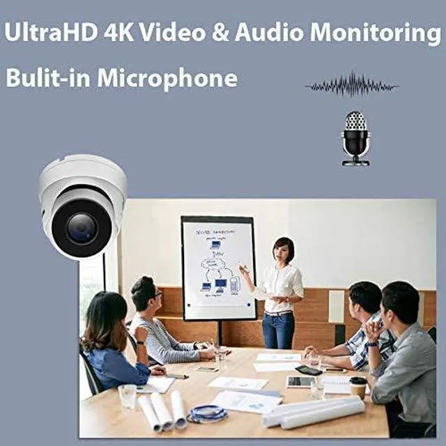 Alt view image 6 of 7 - Gadpiparty GW Security 8 Channel Smart AI PoE NVR Ultra-HD 4K (3840x2160) Security Camera System with 8 x 4K (8MP) 2160P Face Recognition/Human/Vehicle Detection Waterproof Microphone IP Dome Camera