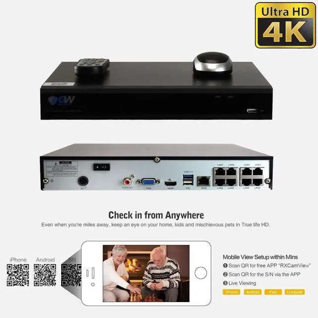 Alt view image 3 of 7 - Gadpiparty GW Security 2-Way Audio Spotlight 5MP Full-time Color Night Vision PoE Security Camera System, 8 Channel 4K NVR with 8 x 5MP 1920p Face Recognition Human/Vehicle Detection IP Camera, Therm