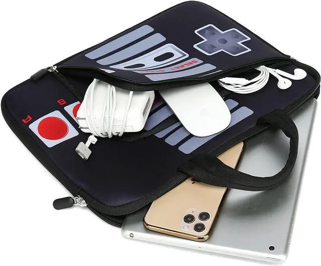 Alt view image 3 of 5 - 11.6" 12.2 inches Laptop Sleeve Chromebook Case Ultrabook Case Notebook Sleeve PC Messenger Bag Tablet Case Neoprene Handle Sleeve for Kids Men Women, Two Pockets (Games)