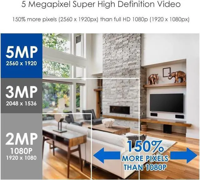 Alt view image 2 of 6 - 5MP Bullet Security Camera 1920p 4 in 1 Hybrid AHD/TVI/CVI/CVBS Analog Wired Outdoor Cameras 2.8mm Lens IP67 Waterproof 100ft IR Night Vision Surveillance CCTV Camera for DVR System