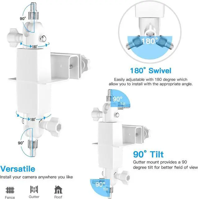 Alt view image 5 of 7 - HOLACA 2-in-1 Weatherproof Gutter Mount for Ring Solar Panel, Spotlight Cam Battery and Stick Up Cam Battery Outdoor Mount Accessories for Ring Solar Panel (White)