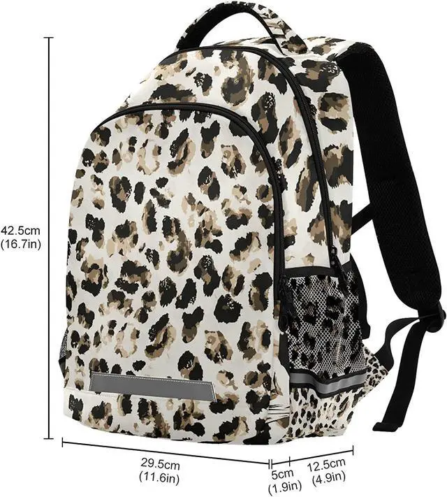 Alt view image 3 of 7 - Leopard Print Backpacks Laptop School Book Bag Lightweight Animal Daypack for Men Women Teens Kids