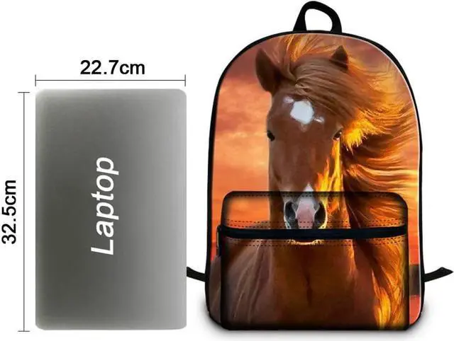 Alt view image 3 of 7 - 16.5 inch Horse Laptop Backpack Children School Bookbags High Class Back Pack