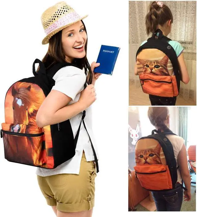Alt view image 7 of 7 - 16.5 inch Horse Laptop Backpack Children School Bookbags High Class Back Pack