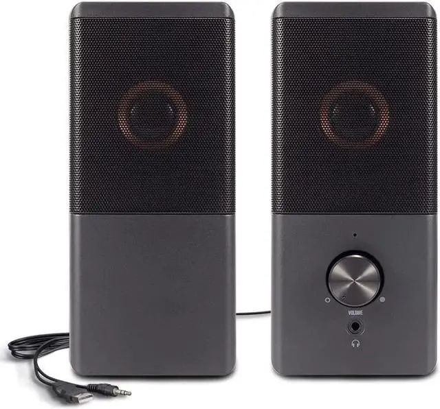 Main image of Computer Speaker, Compact Size Speaker with Headphone Jack, Enhanced Bass and Volume Control, Stereo 2.0 USB Powered 3.5mm Aux Multimedia Speakers for Laptop/Desktop/Tablets/Phone