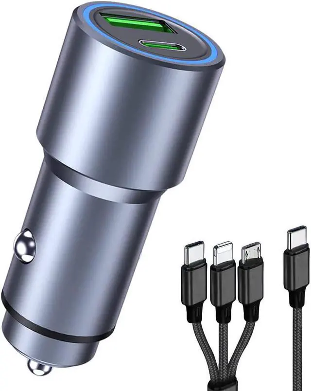 Main image of USB PD Type C Car Charger, 42w QC3.0 Fast Charge Adapter,Car Adapter Cigarette Lighter Compatible with iPhone 13/13Pro/13 Pro Max/12/XS, Samsung Xiaomi and More, Include a 3-in-1 Charging Cable